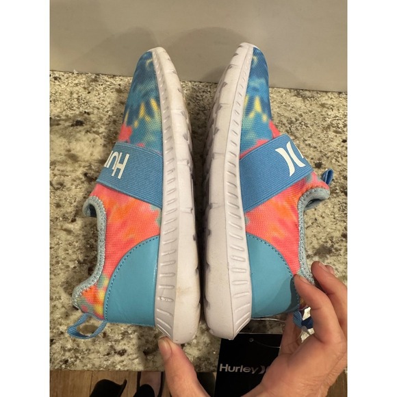 Kids Hurley Camby Tie Dye Slip On Shoes Aqua Pink Blue Kids Size - Picture 6 of 12